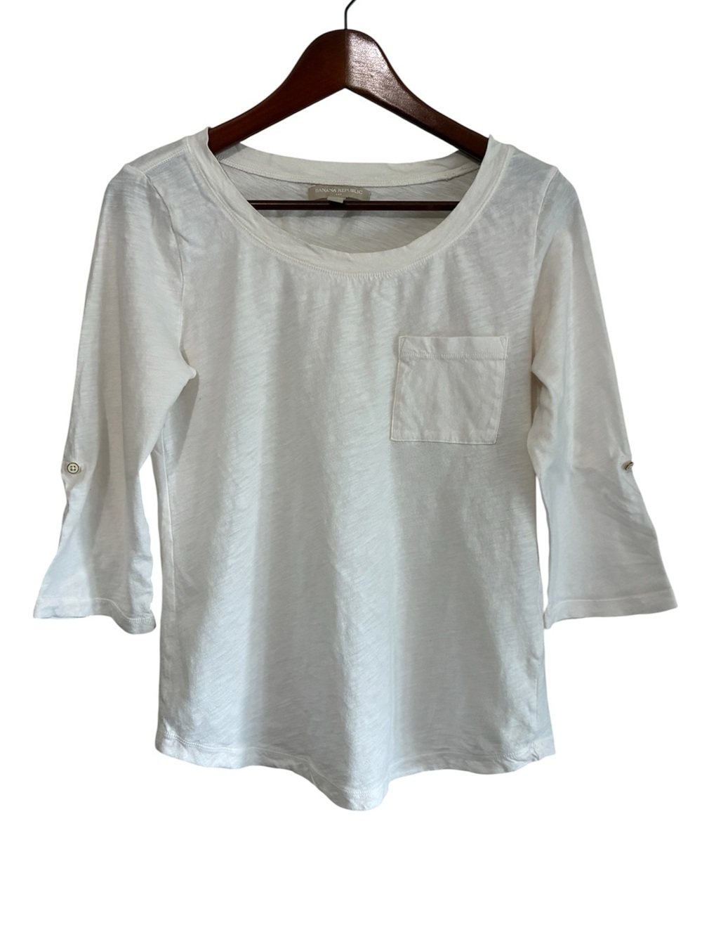 Banana Republic Women's Off-White Pocket Tee Size Small